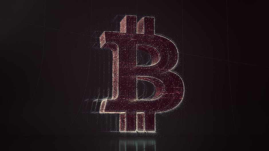 3D depiction of the Bitcoin symbol with a digital, futuristic glow
